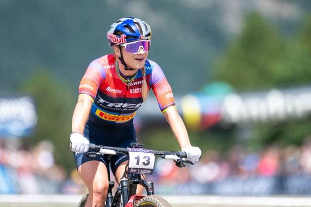 UCI Mountain Bike World Cup Andorra Evie Richards from Great Britain, representing the team Trek Factory Racing - Pirelli, competes in the CROSS-COUNTRY OLYMPIC for Women during the UCI Mountain Bike World Cup Andorra 2025 in Pal Arinsal, Andorra, on July 13, 2025.  Copyright: xMartinxSilvaxCosentinox originalFilename:silvacosentino-evierich250713_npxtK.jpg