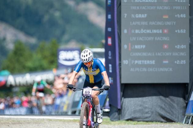 UCI Mountain Bike World Cup Andorra Jenny Rissveds from Sweden, representing the team Canyon CLLCTV XCO, competes in the CROSS-COUNTRY OLYMPIC for Women during the UCI Mountain Bike World Cup Andorra 2025 in Pal Arinsal, Andorra, on July 13, 2025.  Copyright: xMartinxSilvaxCosentinox originalFilename:silvacosentino-jennyris250713_npvP1.jpg