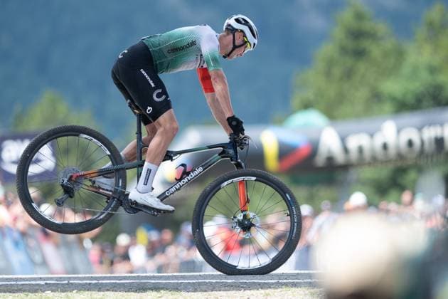 UCI Mountain Bike World Cup Andorra Charlie Aldridge from the United Kingdom, representing the team Cannondale Factory Racing, competes in the Men s Elite Cross-Country Short Track during the UCI Mountain Bike World Cup Andorra 2025 in Pal Arinsal, Andorra, on July 13, 2025. Pal La Massana Andorra  Copyright: xMartinxSilvaxCosentinox originalFilename:silvacosentino-charliea250713_np4Rm.jpg