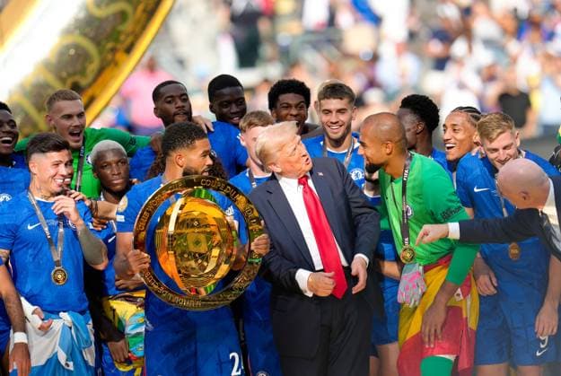 Football, FIFA Club World Cup, Donald Trump in the stands and during the award ceremony