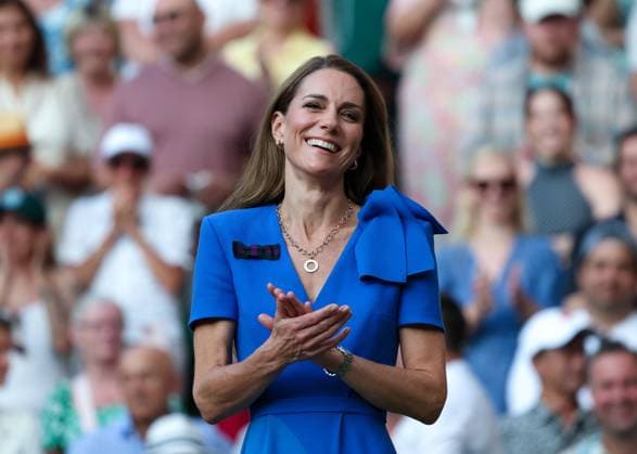 13th July 2025; All England Lawn Tennis and Croquet Club, London, England; Wimbledon Tennis Tournament, Day 14; HRH The Princess of Wales applauding Jannik Sinner (ITA) while the newly crowned Wimbledon champion gives a speech to the Centre Court crowd  ActionPlus12813509 JohnxPatrickxFletcher