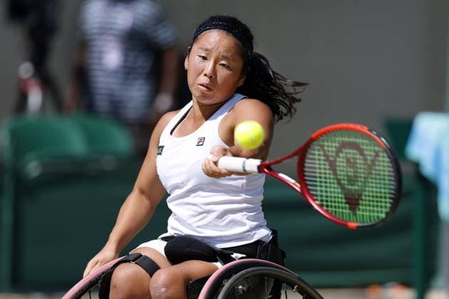Tennis: Wimbledon championships Yui Kamiji of Japan competes against Wang Ziying of China in the women s wheelchair singles final at the Wimbledon tennis tournament in London on July 12, 2025.  A14AA0004722279P