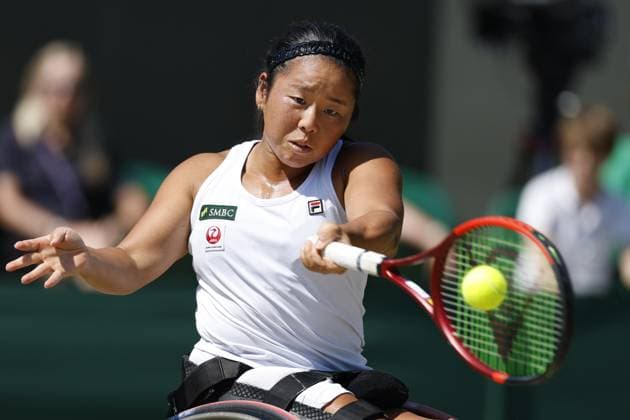 Tennis: Wimbledon championships Yui Kamiji of Japan competes against Wang Ziying of China in the women s wheelchair singles final at the Wimbledon tennis tournament in London on July 12, 2025.  A14AA0004722281P