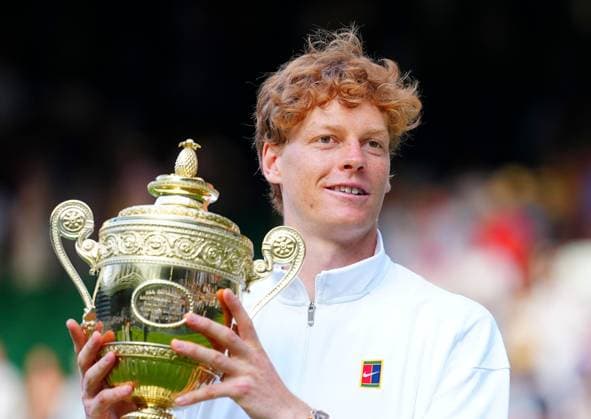 Jannik Sinner with the trophy after winning Wimbledon Wimbledon Tennis Championships, Day 14, The All England Lawn Tennis and Croquet Club, London, UK - 13 Jul 2025London The All England Lawn Tennis and United Kingdom  Copyright: xJavierxGarcia Shutterstockx 15392297js