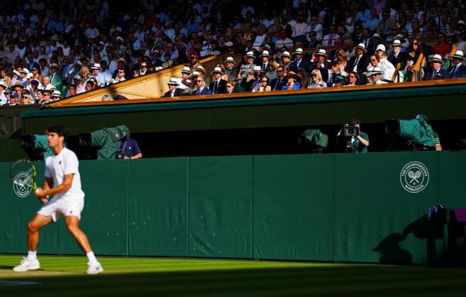 The Royal Box watches Carlos Alcaraz during the final Wimbledon Tennis Championships, Day 14, The All England Lawn Tennis and Croquet Club, London, UK - 13 Jul 2025London The All England Lawn Tennis and United Kingdom  Copyright: xJavierxGarcia Shutterstockx 15392297lc
