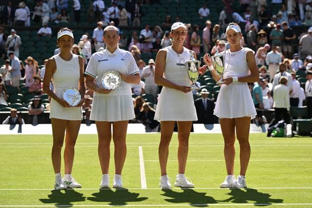 2025 Wimbledon Ladies Doubles Final Su Wei Hsieh TPE Jelena Ostapenko LAT vs Veronika Kudermetova Elise Mertens BEL