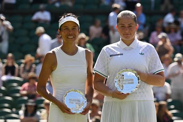 2025 Wimbledon Ladies Doubles Final Su Wei Hsieh TPE Jelena Ostapenko LAT vs Veronika Kudermetova Elise Mertens BEL