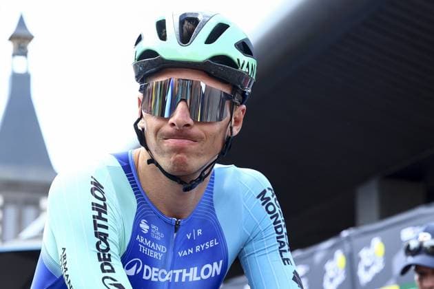 Belgian Oliver Naesen of Decathlon AG2R La Mondiale Team pictured at the start of stage 10 of the 2025 Tour de France cycling, from Ennezat to Le Mont-Dore Puy de Sancy (169 km), on Monday 14 July 2025 in France. The 112th edition of the Tour de France starts on Saturday 5 July in Lille, France, and will finish in Paris, France on the 27th of July. DAVIDxPINTENS  x129220356x