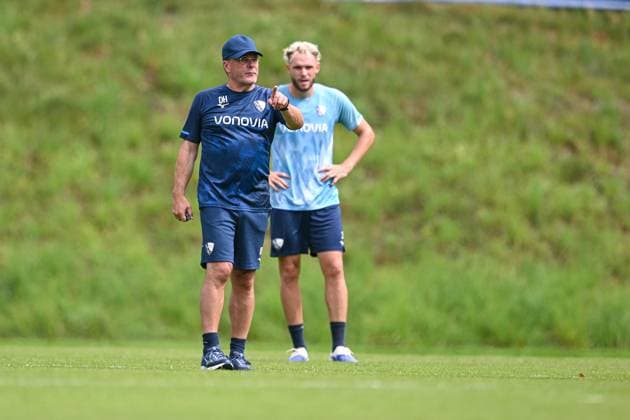 14 07 2025, Football, Season 2025 2026, 2 Bundesliga, Preparation, VfL Bochum summer training camp in Scheffau am Wilden Kaiser, Coach Dieter Hecking VfL Bochum 1848 , Philipp Strompf VfL Bochum 1848 xRHR PHOTO YYx Copyright: RHR-FOTOx RHR-FOTO YY
