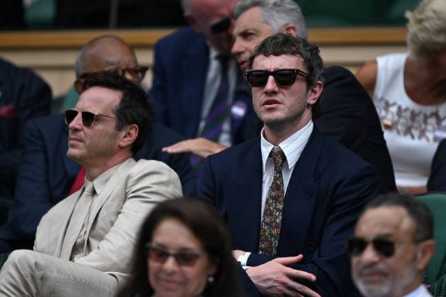 Day Fourteen: The Championships - Wimbledon 2025 LONDON, ENGLAND - JULY 13: Actors Andrew Scott and Paul Mescal look on from the royal box on day fourteen of The Championships Wimbledon 2025 at All England Lawn Tennis and Croquet Club on July 13, 2025 in London, England. (Photo by Visionhaus via ) London All England Lawn Tennis and Croq England United Kingdom Copyright: xVisionhausx 776305105