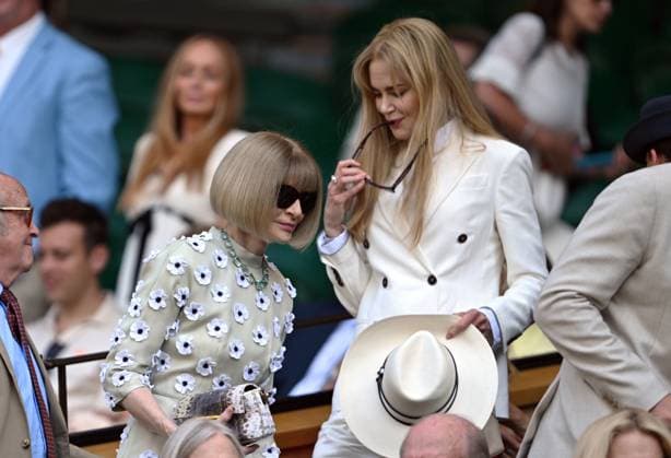 Day Fourteen: The Championships - Wimbledon 2025 LONDON, ENGLAND - JULY 13: Dame Anna Wintour arrives in the royal box ahead of actor Nicole Kidman on day fourteen of The Championships Wimbledon 2025 at All England Lawn Tennis and Croquet Club on July 13, 2025 in London, England. (Photo by Visionhaus via ) London All England Lawn Tennis and Croq England United Kingdom Copyright: xVisionhausx 776305105