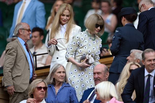 Day Fourteen: The Championships - Wimbledon 2025 LONDON, ENGLAND - JULY 13: Dame Anna Wintour arrives in the royal box ahead of actor Nicole Kidman on day fourteen of The Championships Wimbledon 2025 at All England Lawn Tennis and Croquet Club on July 13, 2025 in London, England. (Photo by Visionhaus via ) London All England Lawn Tennis and Croq England United Kingdom Copyright: xVisionhausx 776305105