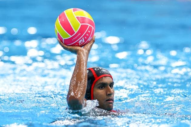 Reuel D Souza of Canada Singapore v Canada, Water polo, Wasserball Singapore 2025 World Aquatics Championships, OCBC Aquatic Centre, July 14, 2025, Singapore, Singapore.