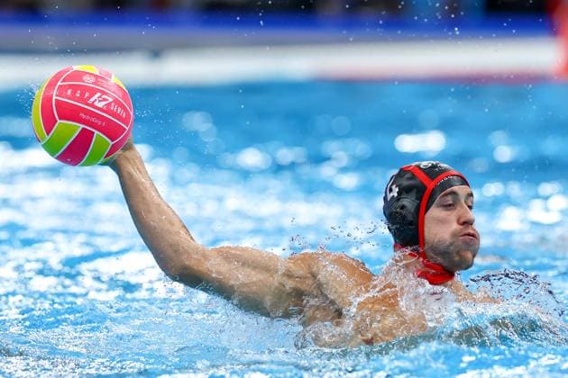 Jeremie Cote of Canada Singapore v Canada, Water polo, Wasserball Singapore 2025 World Aquatics Championships, OCBC Aquatic Centre, July 14, 2025, Singapore, Singapore.