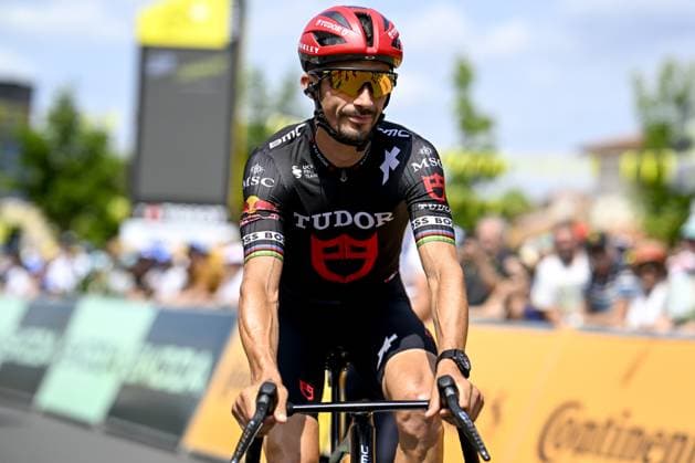 French Julian Alaphilippe of Tudor Pro Cycling Team pictured at the start of stage 10 of the 2025 Tour de France cycling, from Ennezat to Le Mont-Dore Puy de Sancy (169 km), on Monday 14 July 2025 in France. The 112th edition of the Tour de France starts on Saturday 5 July in Lille, France, and will finish in Paris, France on the 27th of July. JASPERxJACOBS  x129231062x