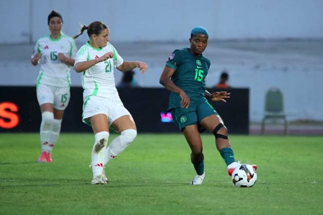 CASABLANCA, MOROCCO - JULY 13: Rasheedat Ajibade of Nigeria and Marine Dafeur of Algeria during the 2025 Women s Africa Cup of Nations (WAFCON) match between Nigeria and Algeria at Stade Larbi Zaouli on July 13, 2025 in Casablanca. Photo by Justina Aniefiok Copyright: xx