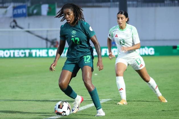 CASABLANCA, MOROCCO - JULY 13: Onyi Echegini of Nigeria and Lina Khelifi of Algeria during the 2025 Women s Africa Cup of Nations (WAFCON) match between Nigeria and Algeria at Stade Larbi Zaouli on July 13, 2025 in Casablanca. Photo by Justina Aniefiok Copyright: xx
