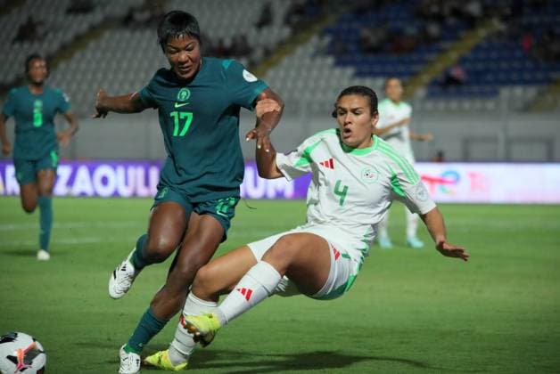 CASABLANCA, MOROCCO - JULY 13: Francisca Ordega of Nigeria and Roselene Khezamii of Algeria during the 2025 Women s Africa Cup of Nations (WAFCON) match between Nigeria and Algeria at Stade Larbi Zaouli on July 13, 2025 in Casablanca. Photo by Justina Aniefiok Copyright: xx