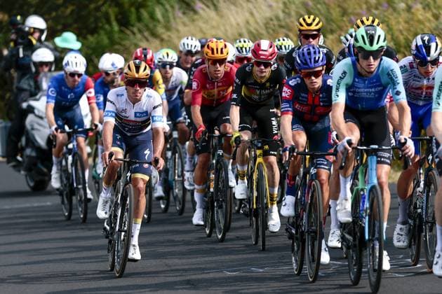 Belgian Remco Evenepoel of Soudal Quick-Step pictured in action during stage 10 of the 2025 Tour de France cycling, from Ennezat to Le Mont-Dore Puy de Sancy (169 km), on Monday 14 July 2025 in France. The 112th edition of the Tour de France starts on Saturday 5 July in Lille, France, and will finish in Paris, France on the 27th of July. POOLxLUCAxBETTINI  x129255109x