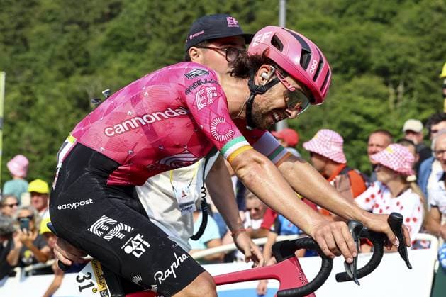 Irish Ben Healy of EF Education-EasyPost pictured after stage 10 of the 2025 Tour de France cycling, from Ennezat to Le Mont-Dore Puy de Sancy (169 km), on Monday 14 July 2025 in France. The 112th edition of the Tour de France starts on Saturday 5 July in Lille, France, and will finish in Paris, France on the 27th of July. POOLxLUCAxBETTINI  x129256002x