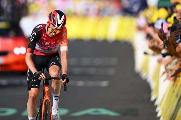 Tour de France 2025 Stage 10 LE MONT-DORE PUY DE SANCY, FRANCE - JULY 14 : Arensman Thymen (NED) of INEOS Grenadiers at the finish line during stage 10 of the 112th edition of Tour de France an UCI World Tour 2.UWT cycling road race stage for Men Elite of 163 km with start in Ennezat and finish in Le Mont-Dore Puy de Sancy on July 14, 2025 in Le Mont-Dore Puy de Sancy, France, 14 07 2025 ( Motordriver Kenny Verfaillie - Le Mont-Dore Puy de Sancy France  Copyright: xVincentxKalutx