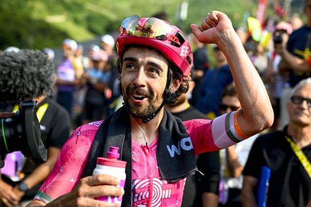 Irish Ben Healy of EF Education-EasyPost pictured after stage 10 of the 2025 Tour de France cycling, from Ennezat to Le Mont-Dore Puy de Sancy (169 km), on Monday 14 July 2025 in France. The 112th edition of the Tour de France starts on Saturday 5 July in Lille, France, and will finish in Paris, France on the 27th of July. JASPERxJACOBS  x129256323x