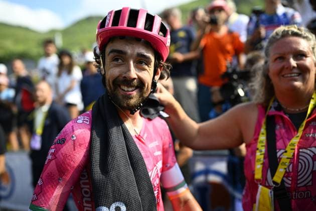 Tour de France 2025 Stage 10 LE MONT-DORE PUY DE SANCY, FRANCE - JULY 14 : Healy Ben (IRL) of EF Education - EasyPost after the race during stage 10 of the 112th edition of Tour de France an UCI World Tour 2.UWT cycling road race stage for Men Elite of 163 km with start in Ennezat and finish in Le Mont-Dore Puy de Sancy on July 14, 2025 in Le Mont-Dore Puy de Sancy, France, 14 07 2025 ( Motordriver Kenny Verfaillie - Le Mont-Dore Puy de Sancy France  Copyright: xJasperxJacobsx