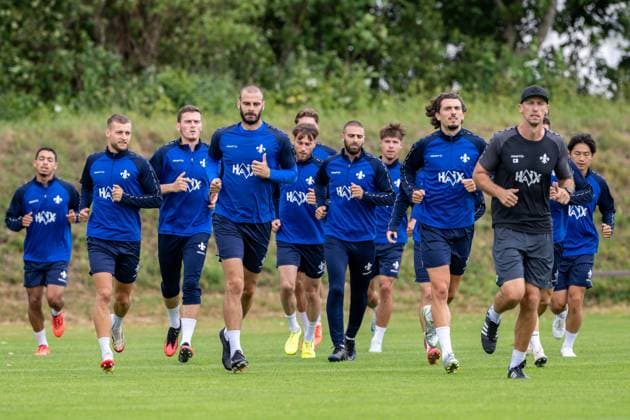 The players of Darmstadt 98 run a course lap at the top Fabian Nürnberger SV Darmstadt 98, 15 , Aleksandar Vukotic SV Darmstadt 98, 20 and Fraser Hornby SV Darmstadt 98, 09 , SV Darmstadt 98, Football, 2 Bundesliga, Training camp, 5 day, 14 07 2025 SV Darmstadt 98, Football, 2 Bundesliga, Training camp, 5 day, 14 07 2025 Bad Wörishofen Copyright: xEibner-Pressefoto FlorianxWiegandx EP_FWD