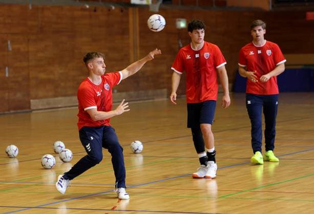 BAU 14 07 2025 Bietigheim Handball SG BBM Bietigheim Training kick-off, from left newcomers Nico Bacani and Max Prantner