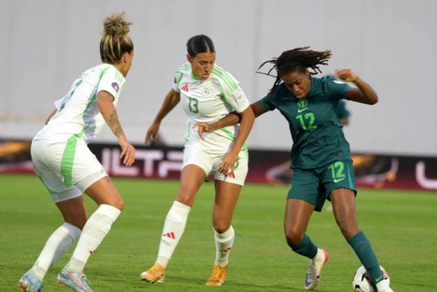 CASABLANCA, MOROCCO - JULY 13: Onyi Echegini of Nigeria and Lina Khelif of Algeria during the 2025 Women s Africa Cup of Nations (WAFCON) match between Nigeria and Algeria at Stade Larbi Zaouli on July 13, 2025 in Casablanca. Photo by Mansa Ayoola Copyright: xx