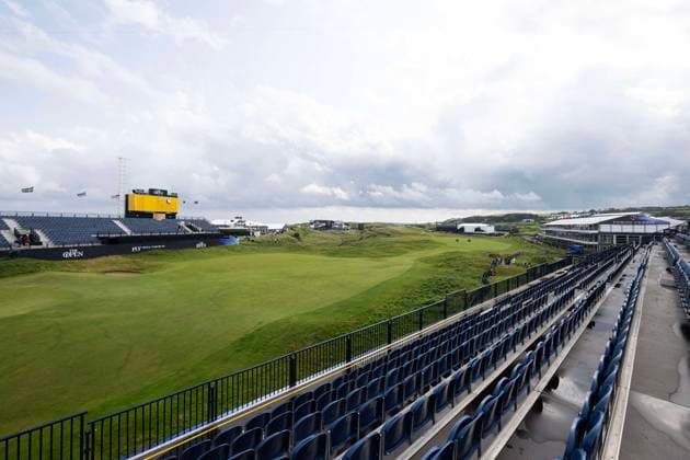 14th July 2025; Royal Portrush Golf Club, Portrush, County Antrim, Northern Ireland; The Open Golf Championship Practice Day 2; a general view of the grandstands at the 18th green  ActionPlus12813991 DavidxBlunsden