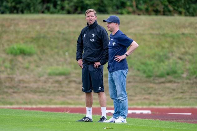 Florian Kohfeldt SV Darmstadt 98, coach and Paul Fernie SV Darmstadt 98, sports director at training, SV Darmstadt 98, football, 2 Bundesliga, training camp, 5 day, 14 07 2025 SV Darmstadt 98, football, 2 Bundesliga, training camp, 5 day, 14 07 2025 Bad Wörishofen Copyright: xEibner-Pressefoto FlorianxWiegandx EP_FWD
