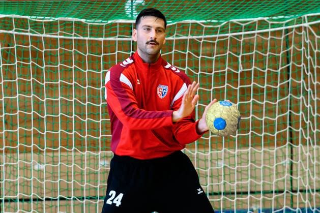 Bietigheim HBL 25 26 SG BBM Bietigheim Training Goalkeeper Martin Tomovski Bietigheim Bietigheim Bissingen Sporthalle am Viadukt Baden Württemberg Germany