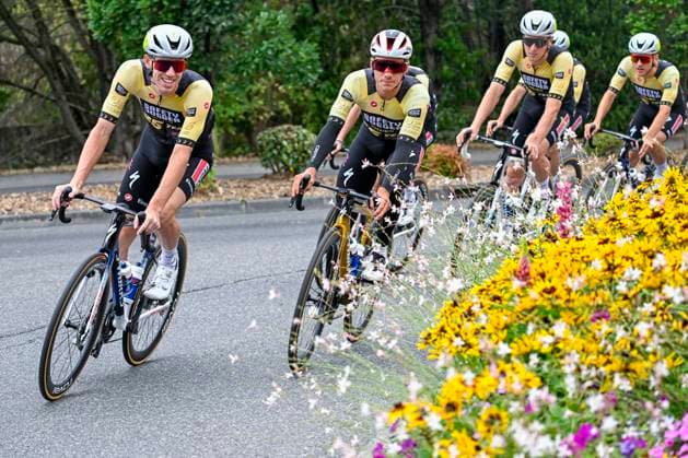 Tour de France 2025 First Restday TOULOUSE, FRANCE - JULY 15 : Evenepoel Remco (BEL) of Soudal - Quick Step and team having a training ride during the first restday of the 112th edition of Tour de France an UCI World Tour 2.UWT for Men Elite on July 15, 2025 in Toulouse, France, 15 07 2025 ( Motordriver Kenny Verfaillie - Toulouse France  Copyright: xJanxDexMeuleneirx