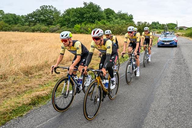 Tour de France 2025 First Restday TOULOUSE, FRANCE - JULY 15 : Evenepoel Remco (BEL) of Soudal - Quick Step and team having a training ride during the first restday of the 112th edition of Tour de France an UCI World Tour 2.UWT for Men Elite on July 15, 2025 in Toulouse, France, 15 07 2025 ( Motordriver Kenny Verfaillie - Toulouse France  Copyright: xJanxDexMeuleneirx