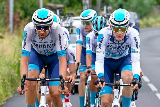 Tour de France 2025 First Restday TOULOUSE, FRANCE - JULY 15 : Team Bahrain - Victorious having a training ride during the first restday of the 112th edition of Tour de France an UCI World Tour 2.UWT for Men Elite on July 15, 2025 in Toulouse, France, 15 07 2025 ( Motordriver Kenny Verfaillie - Toulouse France  Copyright: xJanxDexMeuleneirx