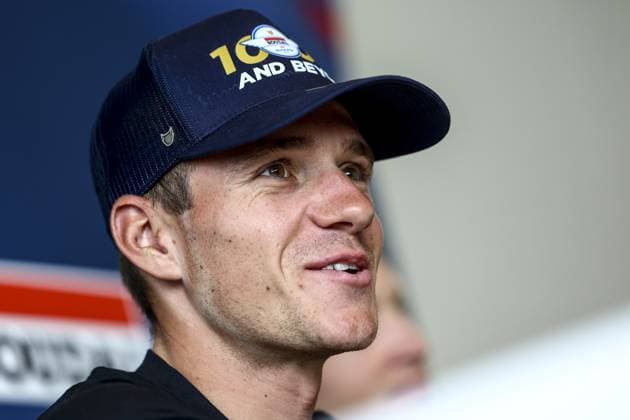 Belgian Remco Evenepoel of Soudal Quick-Step and Belgian Tim Merlier of Soudal Quick-Step pictured during a press conference, PK, Pressekonferenz the first rest day of the 2025 Tour de France cycling race, on Tuesday 15 July 2025 in Toulouse, France. The 112th edition of the Tour de France starts on Saturday 5 July in Lille, France, and will finish in Paris, France on the 27th of July. DAVIDxPINTENS  x129326055x