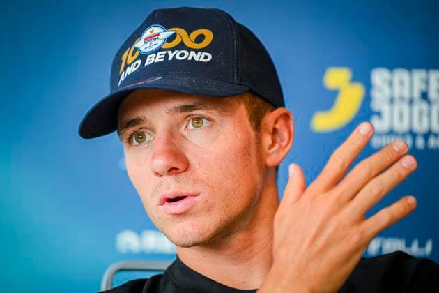 Tour de France 2025 First Restday TOULOUSE, FRANCE - JULY 15 : Evenepoel Remco (BEL) of Soudal - Quick Step during a press conference, PK, Pressekonferenz during the first restday of the 112th edition of Tour de France an UCI World Tour 2.UWT for Men Elite on July 15, 2025 in Toulouse, France, 15 07 2025 ( Motordriver Kenny Verfaillie - Toulouse France  Copyright: xVincentxKalutx