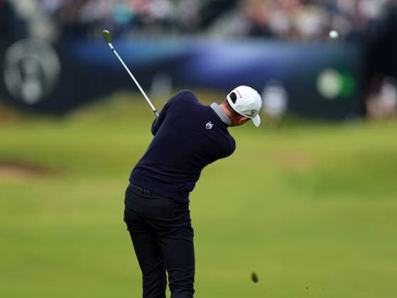 15th July 2025; Royal Portrush Golf Club, Portrush, County Antrim, Northern Ireland; The Open Golf Championship Practice Day 3; Tom McKibbin (NIR) plays from the fairway at the 18th hole  ActionPlus12814084 DavidxBlunsden