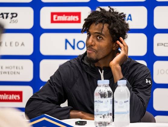 250715 Elias Ymer of Sweden at press conference during day 3 of the Nordea Open on July 15, 2025 in Bastad Photo Niclas Jönsson BILDBYRAN COP 273 NO0351 tennis atp 250 nordea open bbeng  Copyright: NICLASxJÖNSSON BB250715NO066