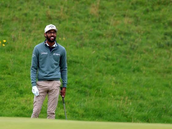 15th July 2025; Royal Portrush Golf Club, Portrush, County Antrim, Northern Ireland; The Open Golf Championship Practice Day 3; Akshay Bhatia (USA) at the 12th green  ActionPlus12814191 DavidxBlunsden