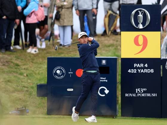 15th July 2025; Royal Portrush Golf Club, Portrush, County Antrim, Northern Ireland; The Open Golf Championship Practice Day 3;Collin Morikawa (USA) plays from the 9th tee  ActionPlus12814179 DavidxBlunsden