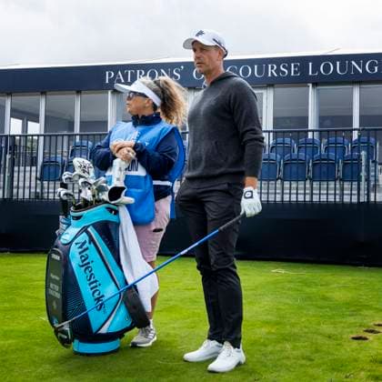 Portrush, Northern Ireland 2025 07 15 The Open Mens Golf Tuesday practice day Henrik Stenson with his caddie Fanny Sunesson on the first practice round for The Open at Royal Portrush Portrush United Kingdom x1019x  Copyright: xChristerxHöglund TTx BRITISH OPEN GOLF 2025
