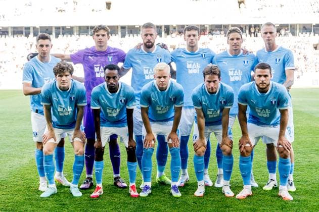 250715 The starting eleven of Malmö FF during the UEFA Champions League qualifier football match between Malmö FF and FC Iberia 1999 on July 15, 2025 in Malmö Photo Christian Örnberg BILDBYRAN COP 166 CO0587 fotboll football soccer fotball uefa champions league gualifiers champions league malmö ff fc iberia bbeng  Copyright: CHRISTIANxÖRNBERG BB250715CO015