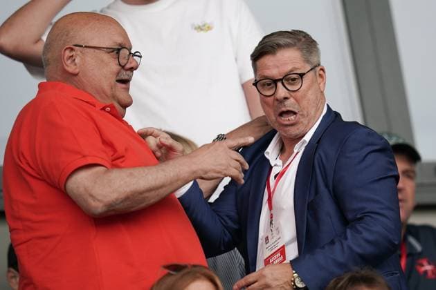 Football Champions League 2025 2026 15 07 2025, Football Champions League, UEFA Champions League, 2025 2026, Qualification Round 1, Luxembourg, Stade Municipal, Luxembourg LUX FC Differdange 03 LUX FC Drita RKS vl Mayor Guy Altmeisch with Fabrizio Bei