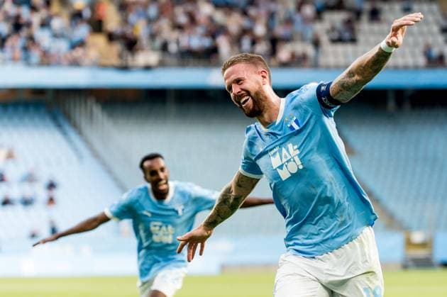 250715 Pontus Jansson celebrate after 2 0 during the UEFA Champions League qualifier football match between Malmö FF and FC Iberia 1999 on July 15, 2025 in Malmö Photo Christian Örnberg BILDBYRAN COP 166 CO0587 fotboll football soccer fotball uefa champions league gualifiers champions league malmö ff fc iberia bbeng bbauto jubel  Copyright: CHRISTIANxÖRNBERG BB250715CO059