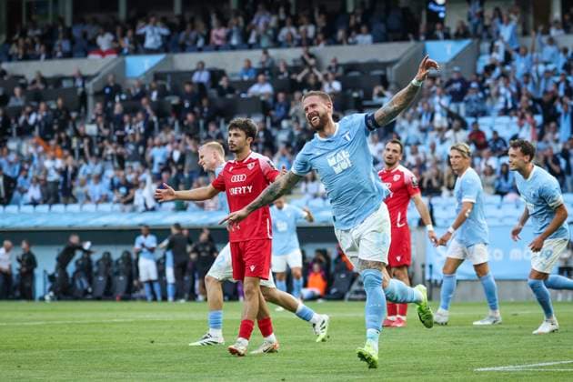 MALMÖ, SWEDEN 20250715 Malmös Pontus Jansson 18 celebrates after scoring in action during the UEFA Champions League first qualifying round, second leg, soccer match between Malmo FF and FC Iberia 1999 Georgia at Malmo New Stadium, in Malmo, Sweden, on July 15, 2025 MALMÖ SWEDEN x11830x  Copyright: xAndersxBjurö TTx SWEDEN SOCCER CL MALMO-IBERIA
