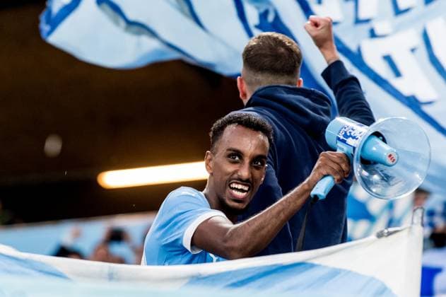 250715 Taha Ali of Malmö FF celebrates after the UEFA Champions League qualifier football match between Malmö FF and FC Iberia 1999 on July 15, 2025 in Malmö Photo Christian Örnberg BILDBYRAN COP 166 CO0587 fotboll football soccer fotball uefa champions league gualifiers champions league malmö ff fc iberia bbeng bbauto jubel  Copyright: CHRISTIANxÖRNBERG BB250715CO083
