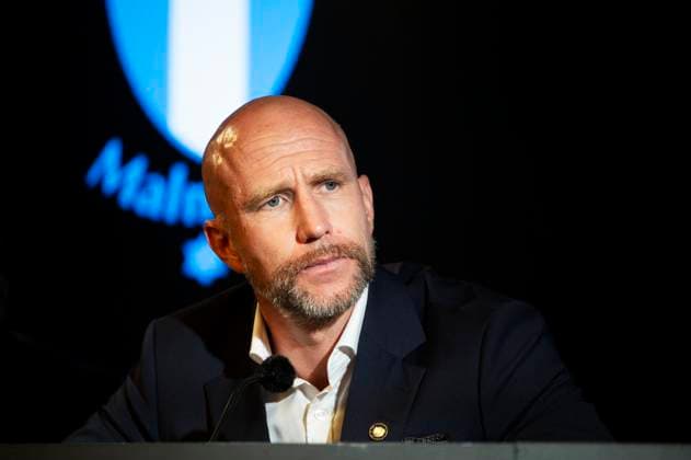 250715 Head coach Henrik Rydström of Malmö FF during a press conference after the UEFA Champions League qualifier football match between Malmö FF and FC Iberia 1999 on July 15, 2025 in Malmö Photo Christian Örnberg BILDBYRAN COP 166 CO0587 fotboll football soccer fotball uefa champions league gualifiers champions league malmö ff fc iberia bbeng  Copyright: CHRISTIANxÖRNBERG BB250715CO092