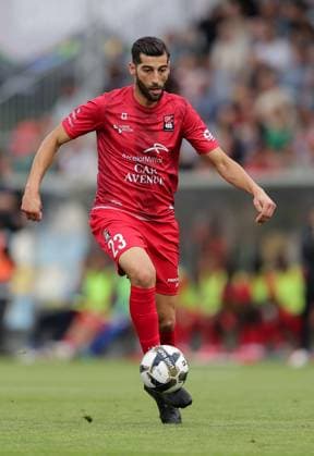 Samir Hadji Differdange 23 Crop, single image, action, full body 15 07 2025 Soccer Champions League qualification, 1 round, second leg, season 2025 2026 15 07 2025 FC Differdange 03 LUX FC Drita XKX Differdange Stade Municipal de la Ville de Differdange, Differdange